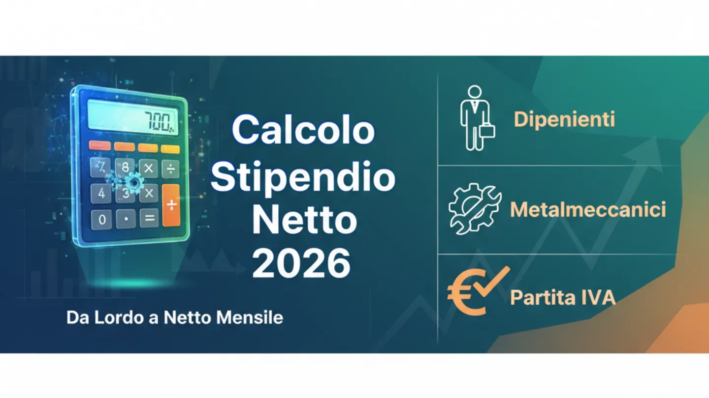 Calcolo Stipendio Netto 2026: Da Lordo a Netto Mensile per Dipendenti, Metalmeccanici e Partita IVA 1 Calcolo Stipendio Netto 2026