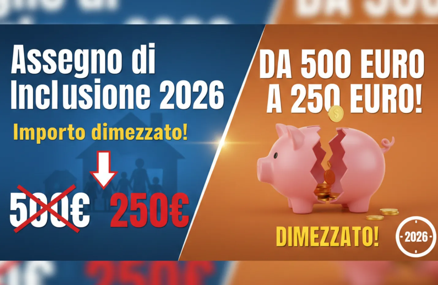 Assegno di Inclusione 2026: Importo dimezzato da 500 euro a 250 euro! Scopri le novità di quest'anno