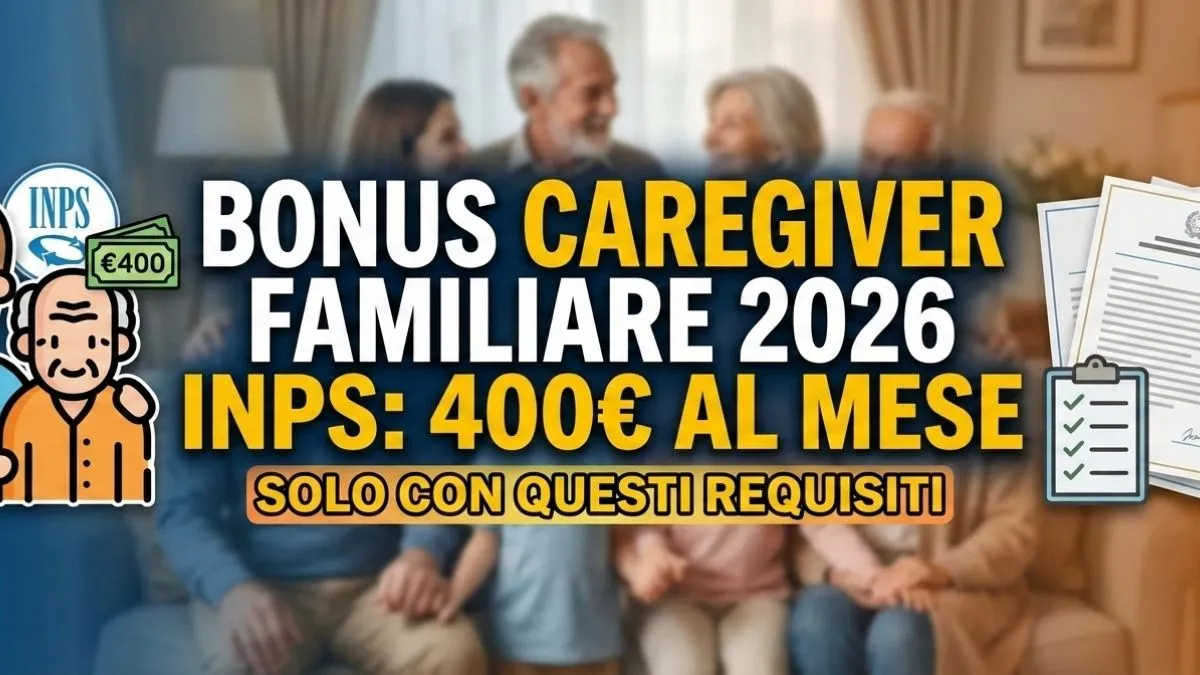 Scopi il Nuovo Bonus Caregiver 2026 fino a 400 euro al mese | INPS