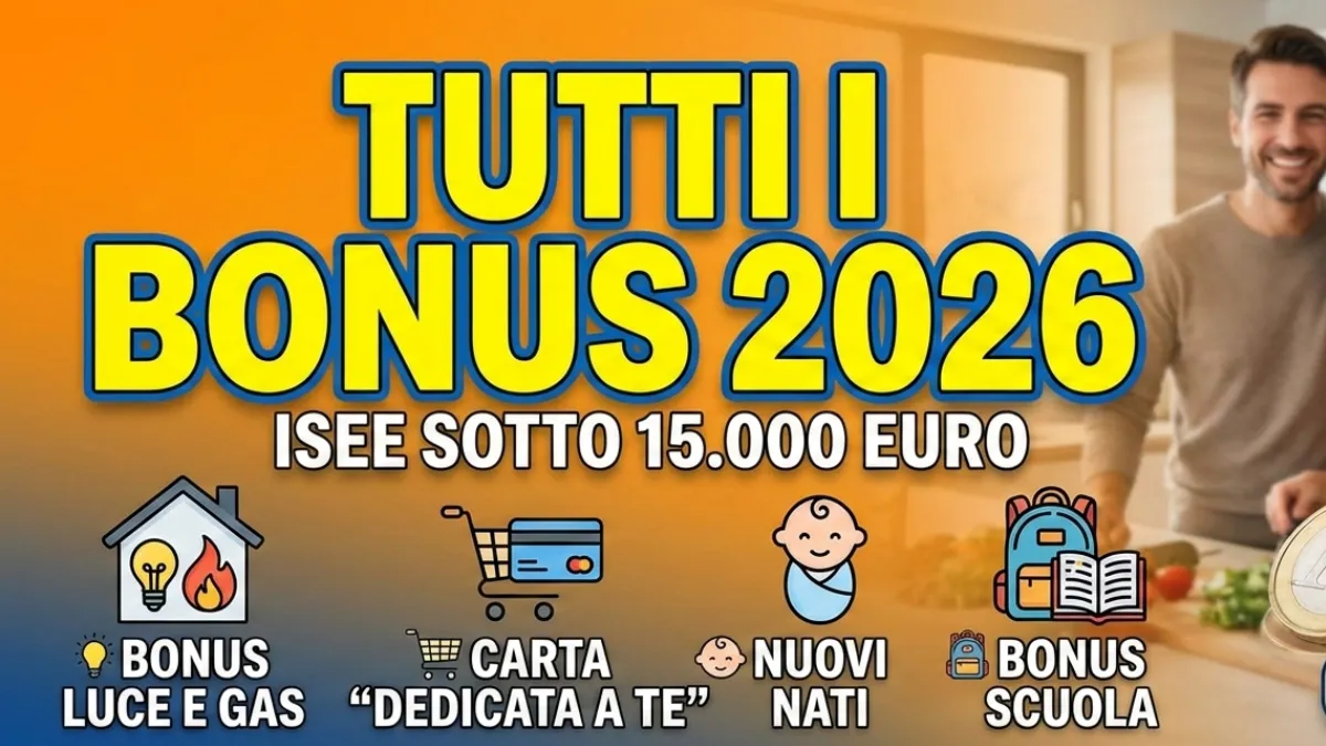 Tutti i Bonus 2026 Isee sotto 15000 Euro