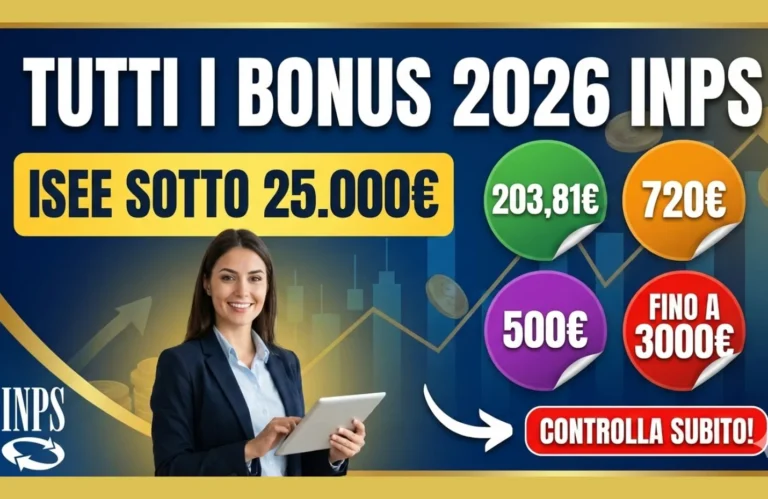 Tutti i Bonus con ISEE sotto i 25000 euro 2026