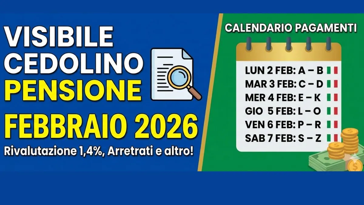 Visibile Cedolino Pensione di Febbraio 2026