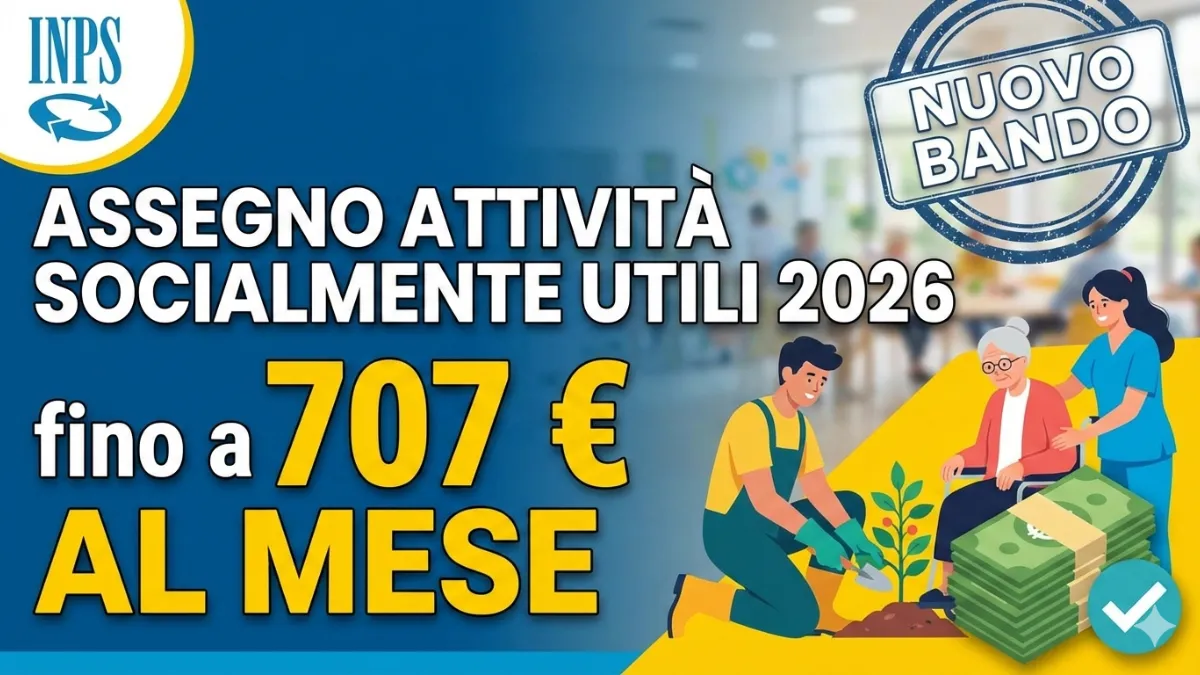 Assegno per Attività Socialmente Utili 2026 Inps: fino a 707 euro al mese