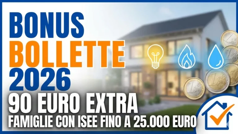 Bonus Bollette 90 euro 2026: Famiglie con Isee fino a 25.000 euro