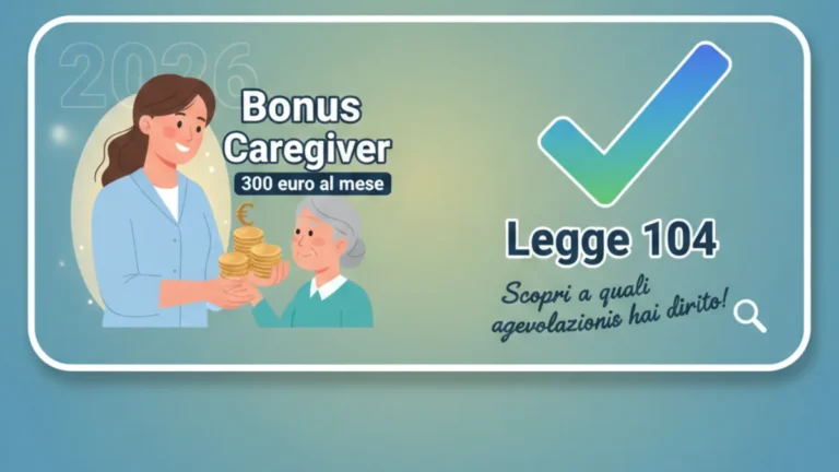 Bonus Caregiver 2026 Legge 104: 300 euro al mese