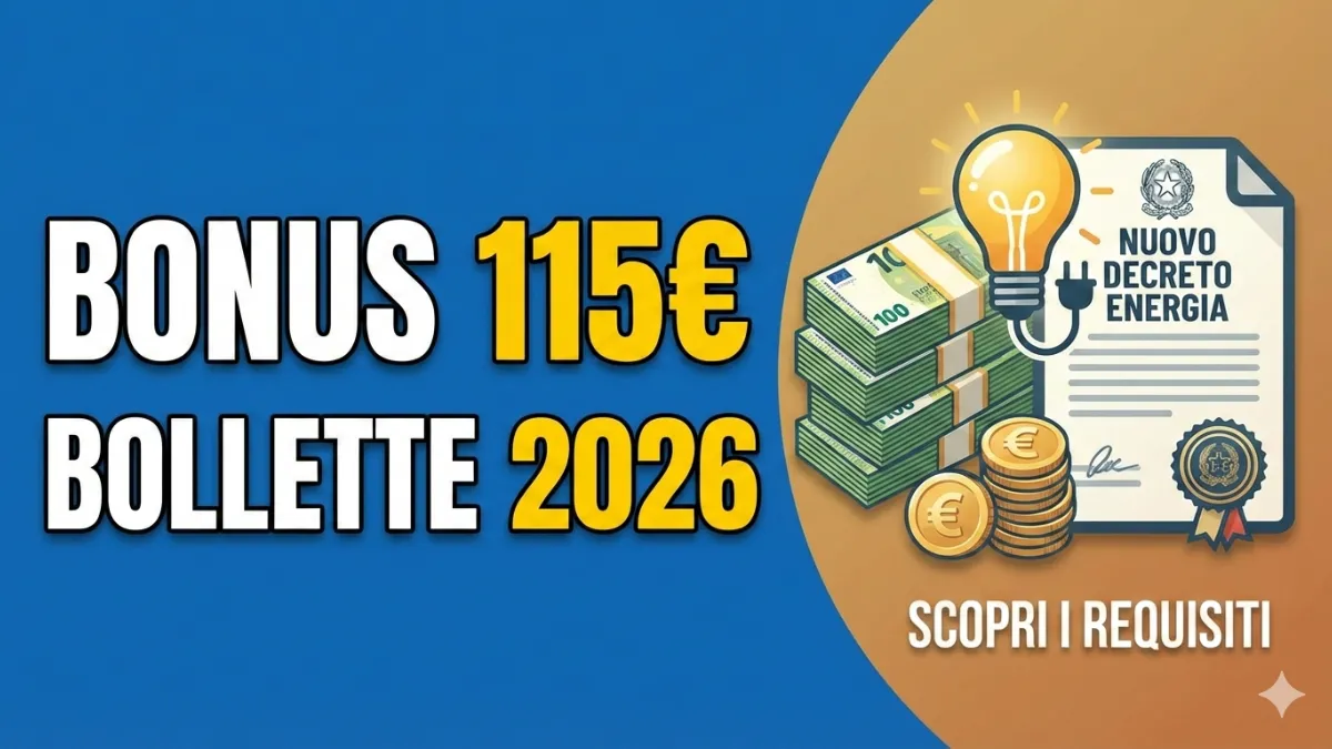 Home 1 Bonus bollette 115 euro 2026: Nuovo Decreto Energia - Scopri i requisiti