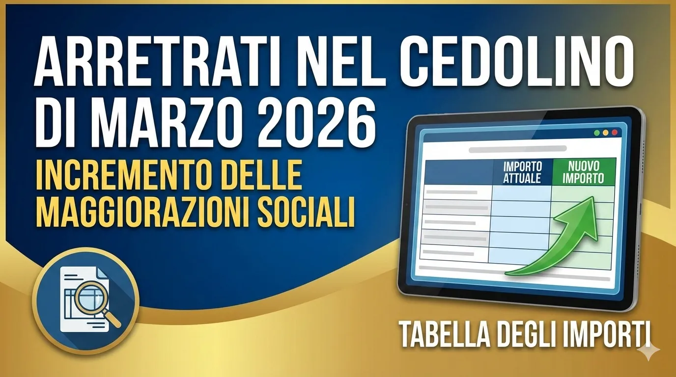 Arretrati nel Cedolino di Marzo 2026: Incremento delle maggiorazioni sociali - Tabella degli Importi