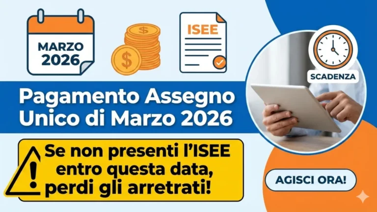 Pagamento Assegno Unico di Marzo 2026: Se non presenti l'ISEE entro questa data, perdi gli arretrati!