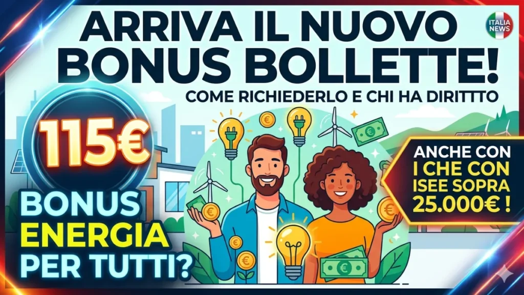 Bonus bollette da 115: Arriva il nuovo bonus! Anche per chi ha ISEE sopra i 25 mila euro