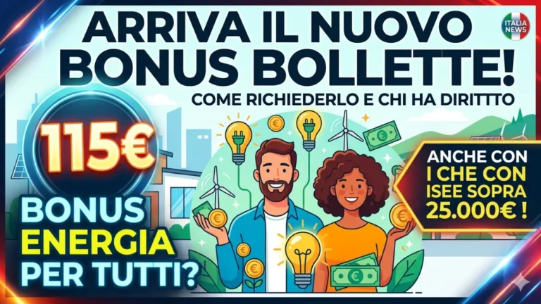 Bonus bollette da 115: Arriva il nuovo bonus! Anche per chi ha ISEE sopra i 25 mila euro