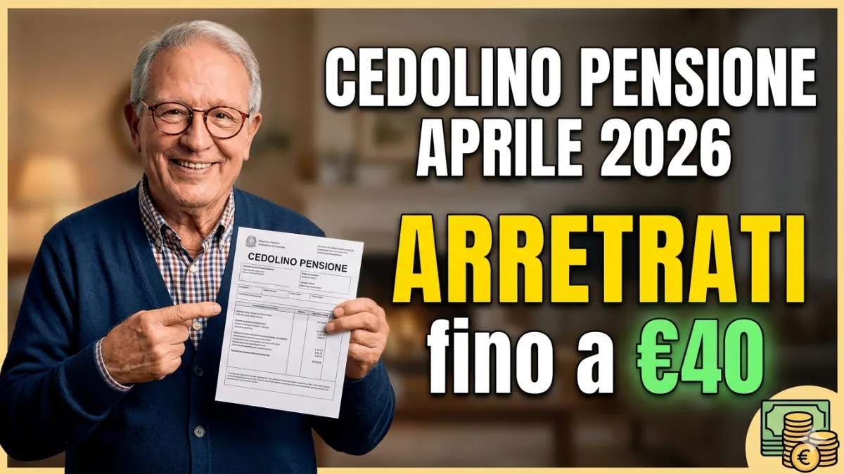 Cedolino Pensione di aprile 2026: Arretrati fino a 40 euro