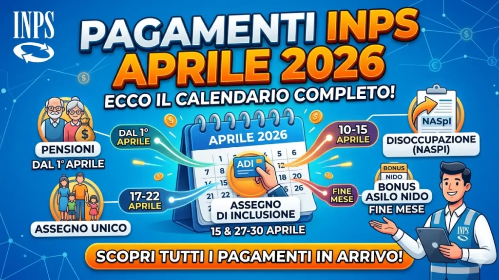 Pagamenti INPS di aprile 2026