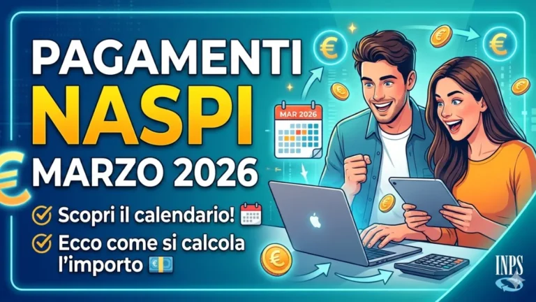 Make me proffessional and engaging thumbnail  "wide" and large and good : Pagamenti NASpI di Marzo 2026: Scopri il calendario! Ecco come si calcola l'importo