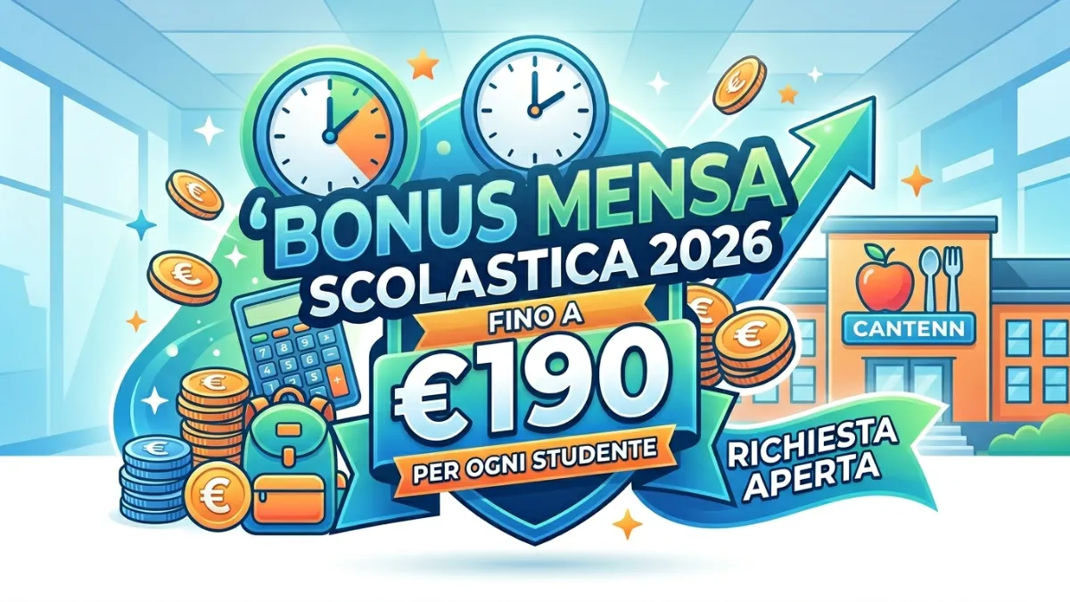 Bonus Mensa Scolastica 2026 fino a 190 euro per ogni studente