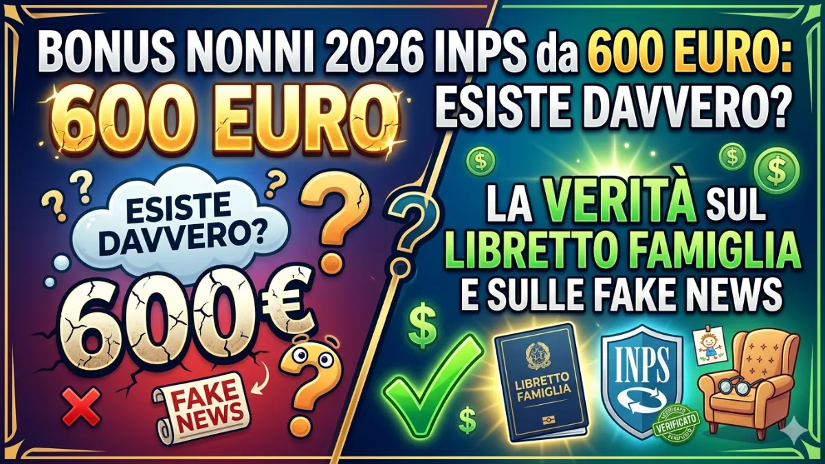 Bonus Nonni 2026 INPS da 600 euro: esiste davvero? La verità sul Libretto Famiglia e sulle fake news