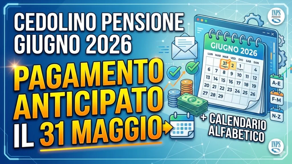 Cedolino Pensioni Giugno 2026 Inps: Calendario Pagamenti