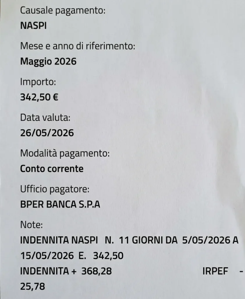 Lavorazioni INPS di fine Maggio 2026: Naspi