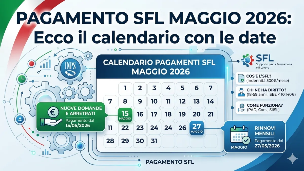 Pagamento SFL Maggio 2026: Ecco il calendario con le date