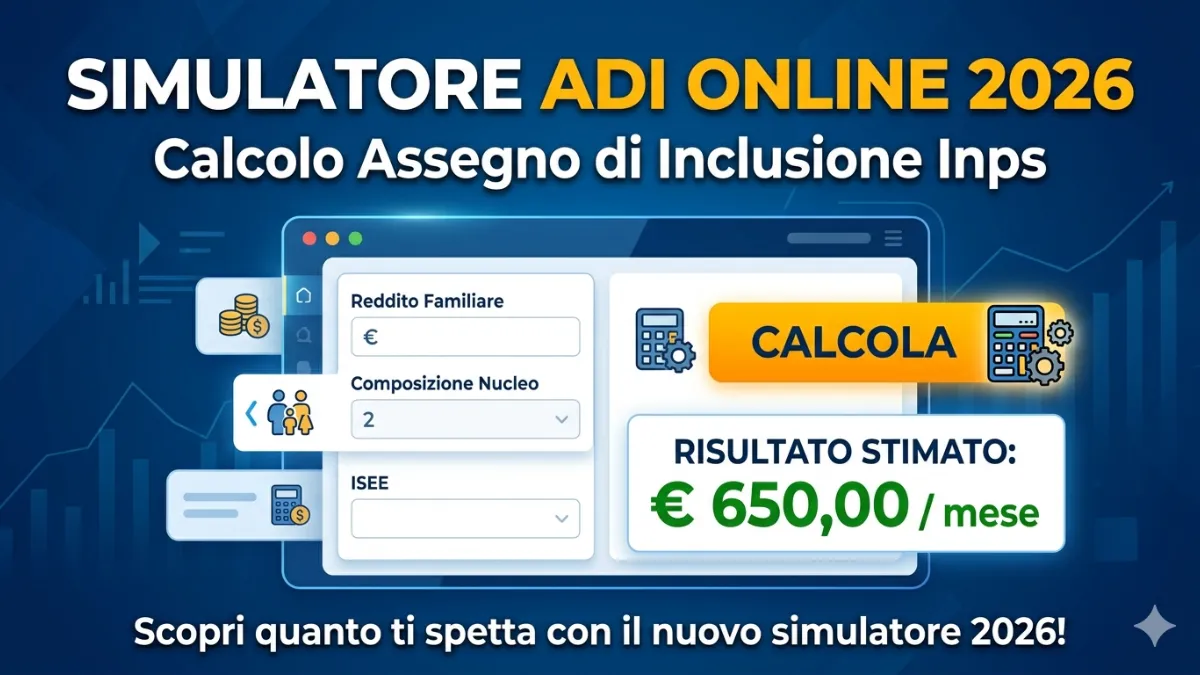 Simulatore ADI Online 2026: Calcolo Assegno di Inclusione Inps Simulatore ADI Online 2026: Calcolo Assegno di Inclusione Inps