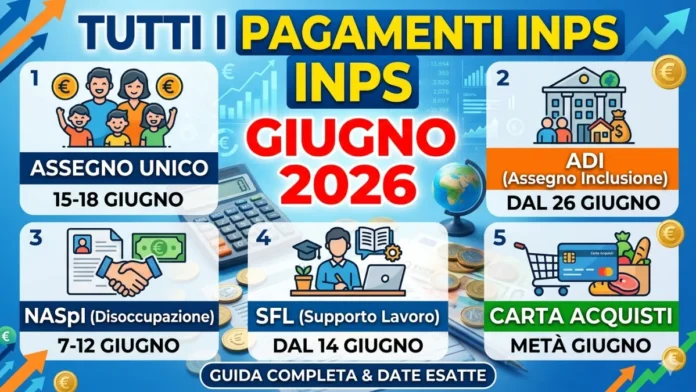 Tutti i Pagamenti INPS di Giugno 2026: Assegno unico, ADI, Naspi