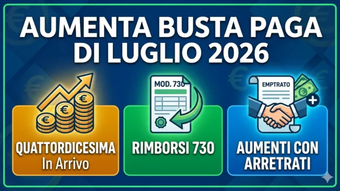 Aumenta busta paga di luglio 2026: In arrivo quattordicesima, rimborsi 730 e Aumenti con arretrati contrattuali Aumenta busta paga di luglio 2026: In arrivo quattordicesima, rimborsi 730 e Aumenti con arretrati contrattuali