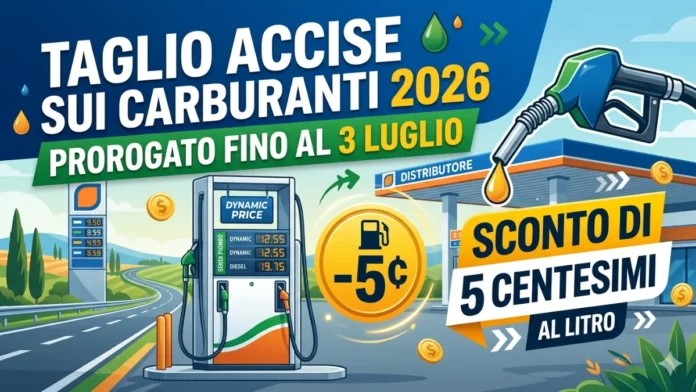 Taglio Accise sui Carburanti 2026 Prorogato fino al 3 Luglio, Sconto di 5 Centesimi