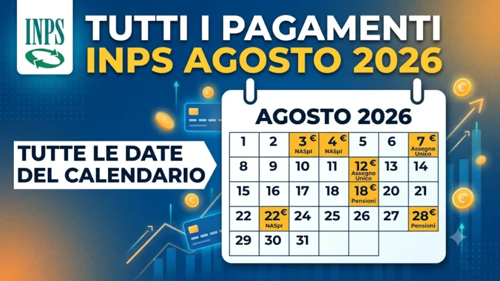 Tutti i Pagamenti INPS Agosto 2026: tutte le date del calendario