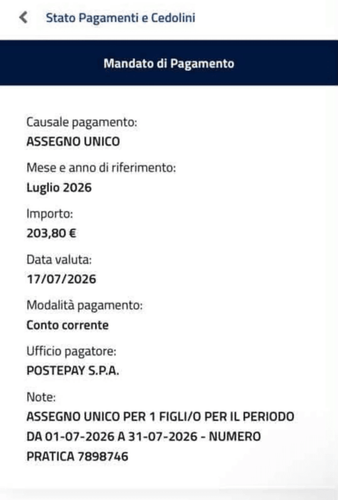 Pagamento Assegno unico luglio 2026: INPS avvia gli accrediti dal 17 luglio, ecco le prime date